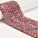 Dark Pink Madagascar Rose Quartz Smooth Round Beads 8mm 10mm 12mm 15.5'' Strand