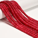 Red Dyed Jade Smooth Rondelle Beads Size 2x6mm 15.5'' Strand