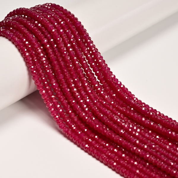 Ruby Faceted Rondelle Beads Size 2.5x4mm 15.5'' Strand