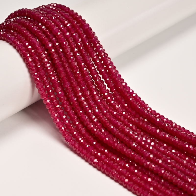Ruby Faceted Rondelle Beads Size 2.5x4mm 15.5'' Strand
