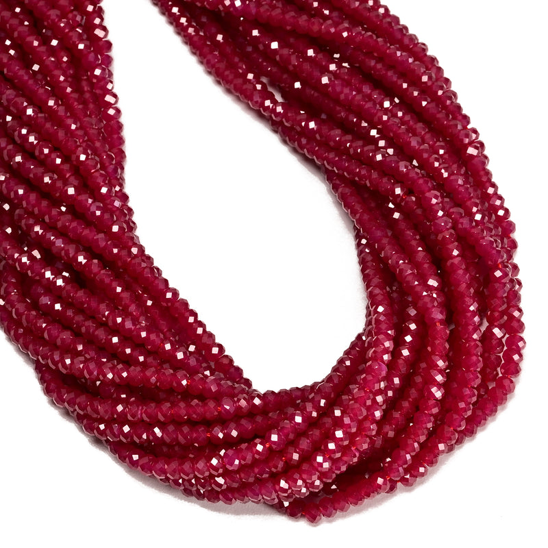 Ruby Faceted Rondelle Beads Size 2.5x4mm 15.5'' Strand
