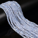 Natural Blue Chalcedony Faceted Round Beads Size 5mm 15.5" Strand