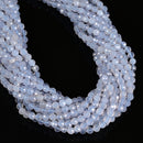 Natural Blue Chalcedony Faceted Round Beads Size 5mm 15.5" Strand