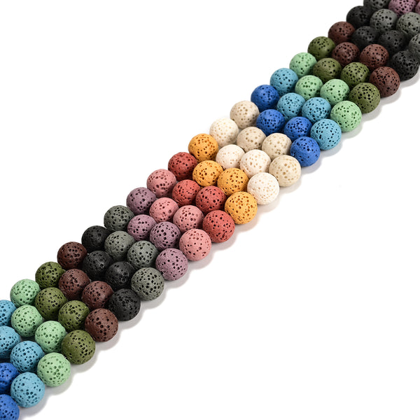 Multi Color Lava Rock Stone Round Beads Size 6mm 8mm 10mm 15.5'' Strand