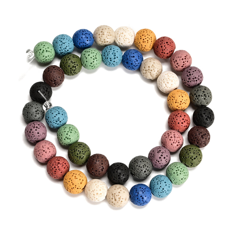 Multi Color Lava Rock Stone Round Beads Size 6mm 8mm 10mm 15.5'' Strand