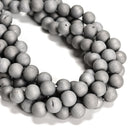 Silver Druzy Agate Matte Round Beads Size 6mm 8mm 10mm 15.5" Strand