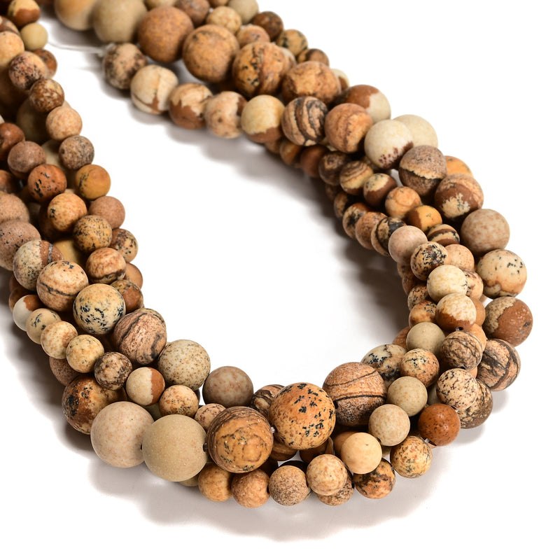 Picture Jasper Matte Round Beads Size 4mm 6mm 8mm 10mm 12mm 15.5" Strand