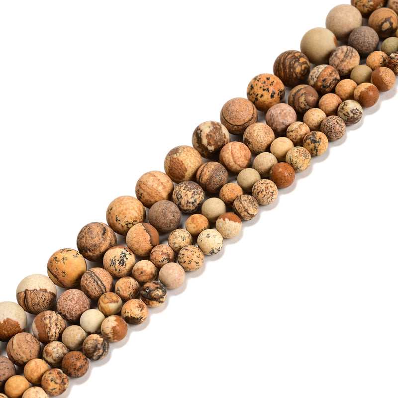 Picture Jasper Matte Round Beads Size 4mm 6mm 8mm 10mm 12mm 15.5" Strand