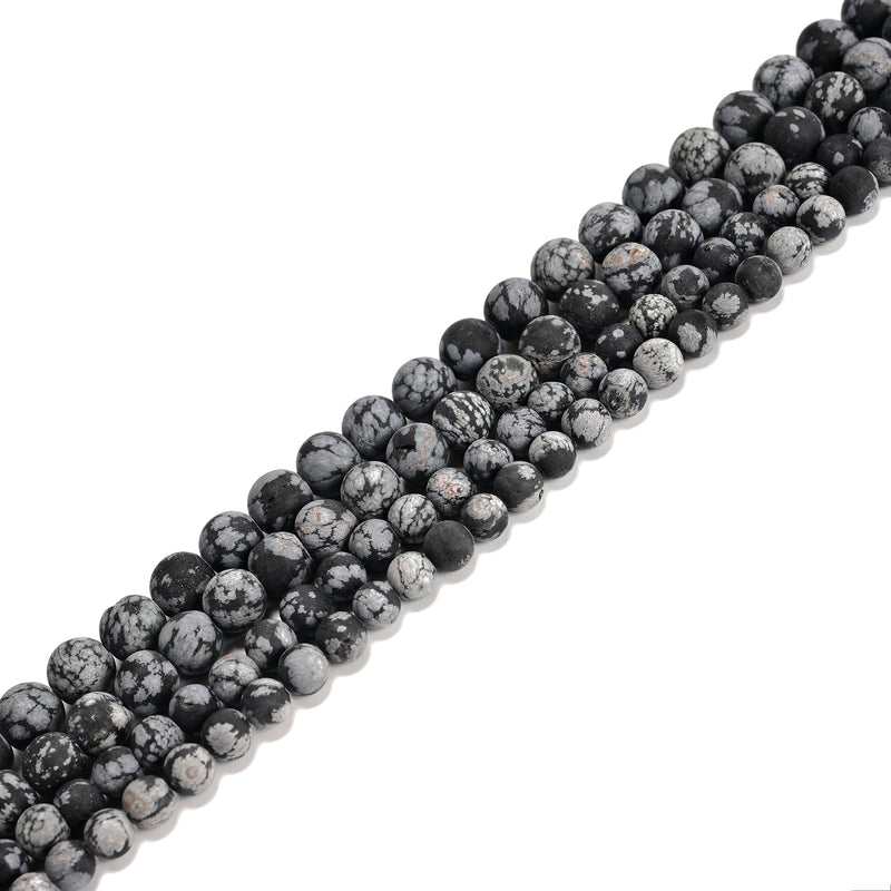 Snowflake Obsidian Matte Round Beads Size 6mm 8mm 10mm 12mm 15.5" Strand