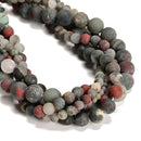 African Bloodstone Matte Round Beads 4mm 6mm 8mm 10mm 12mm 15.5" Strand