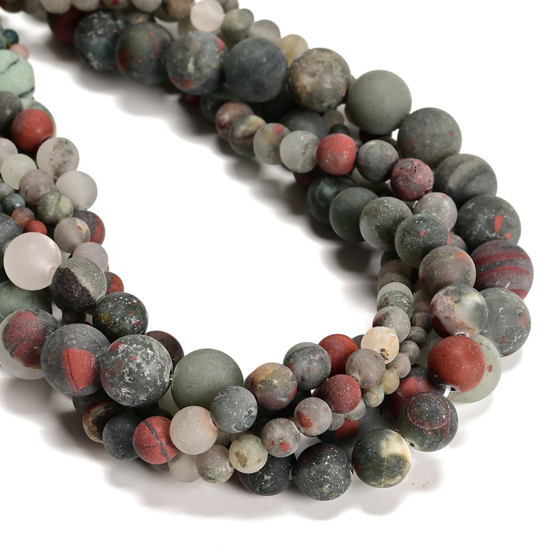 African Bloodstone Matte Round Beads 4mm 6mm 8mm 10mm 12mm 15.5" Strand