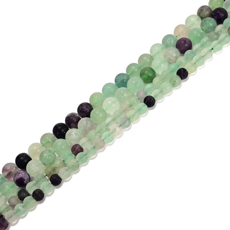 Natural Fluorite Matte Round Beads 4mm 6mm 8mm 10mm 12mm 15.5" Strand