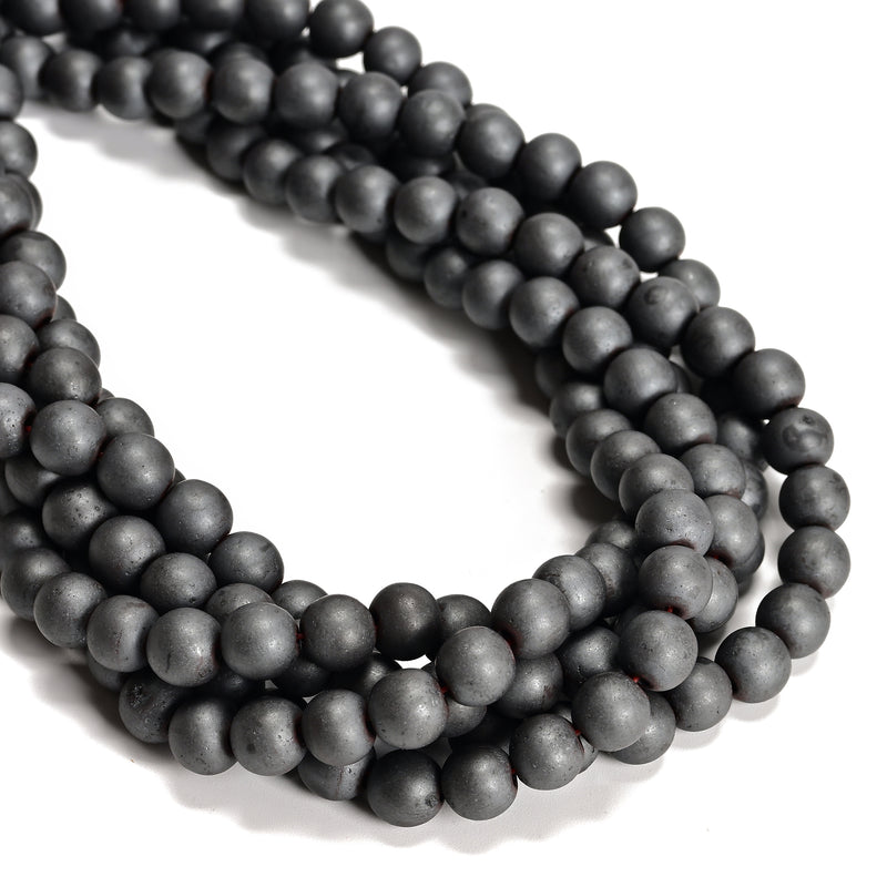 Gray Hematite Matte Round Beads 2mm 3mm 4mm 6mm 8mm 10mm 12mm 15.5" Strand