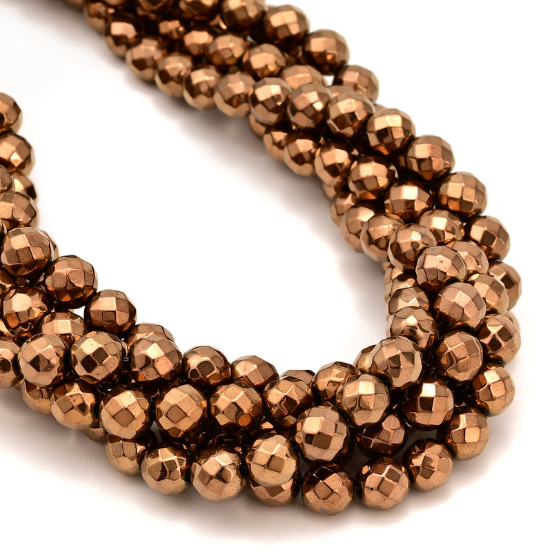 Copper Hematite Faceted Round Beads 2mm 3mm 4mm 6mm 8mm 10mm 12mm 15.5" Strand