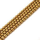 Gold Hematite Smooth Round Beads 2mm 3mm 4mm 6mm 8mm 10mm 12mm 15.5" Strand