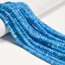 Aqua Blue Color Dyed Jade Smooth Rondelle Beads Size 4x6mm 15.5'' Strand