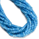 Aqua Blue Color Dyed Jade Smooth Rondelle Beads Size 4x6mm 15.5'' Strand