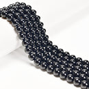 2.0mm Large Hole Black Tourmaline Smooth Round Beads 6mm 8mm 10mm 15.5" Strand