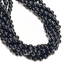 2.0mm Large Hole Black Tourmaline Smooth Round Beads 6mm 8mm 10mm 15.5" Strand