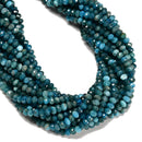 Natural Blue Apatite Faceted Rondelle Beads Size 2x3mm 3x4mm 3x5mm 15.5" Strand