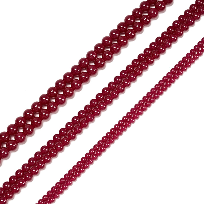 Ruby Smooth Round Beads Size 4mm 5mm 6mm 15.5'' Strand