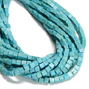 Blue Turquoise Cube Beads Size 4mm 15.5'' Strand