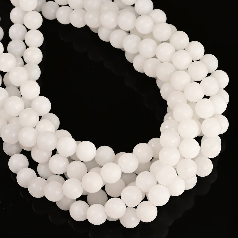 Natural White Jade Matte Round Beads 4mm 6mm 8mm 10mm 12mm 15.5" Strand