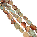 Aqua Terra Jasper Freeform Slab Slice Beads 30-50mm 15.5"Strand