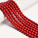Red Shell Pearl Smooth Round Beads 4mm 6mm 8mm 10mm 15.5" Strand