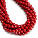 Red Shell Pearl Smooth Round Beads 4mm 6mm 8mm 10mm 15.5" Strand