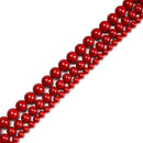 Red Shell Pearl Smooth Round Beads 4mm 6mm 8mm 10mm 15.5" Strand