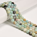 2.0mm Large Hole Multi-Color Amazonite Matte Round Beads 6mm 8mm 10mm 12mm 15.5" Strand