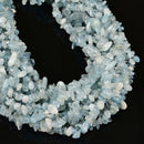 Natural Aquamarine Irregular Pebble Nugget Chips Beads Size 7-8mm 34" Strand