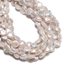 High Grade White Fresh Water Pearl Coin Shape Beads Size 12-13mm 15.5'' Strand