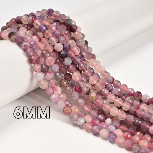 Natural Pink Sakura Tourmaline Faceted Round Beads 5mm 15.5" Strand