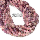 Natural Pink Sakura Tourmaline Faceted Round Beads 5mm 15.5" Strand