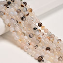 Dendritic Montana Agate Faceted Round Beads Size 4mm 6mm 8mm 10mm 15.5" Strand