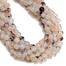 Dendritic Montana Agate Faceted Round Beads Size 4mm 6mm 8mm 10mm 15.5" Strand