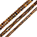 Natural Yellow Tiger Eye Hard Cut Faceted Round Beads 2mm 3mm 4mm 15.5" Strand