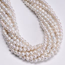 White Fresh Water Pearl Off Round Potato Shape Size 7-8mm 14" Strand