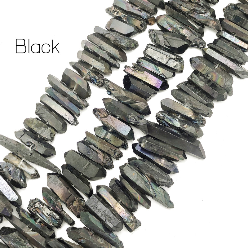 Electroplated Quartz Center Drilled Rough Points Beads 16-30mm 15.5'' Strand