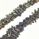 Electroplated Quartz Center Drilled Rough Points Beads 16-30mm 15.5'' Strand
