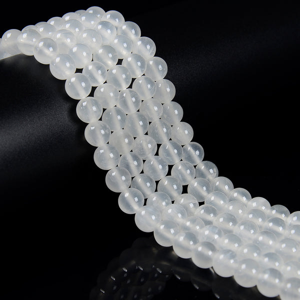 Natural White Calcite Smooth Round Beads Size 4mm 6mm 8mm 10mm 12mm 15.5''Strand