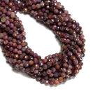 Natural Multi Color Ruby Faceted Round Beads Size 6mm 15.5'' Strand