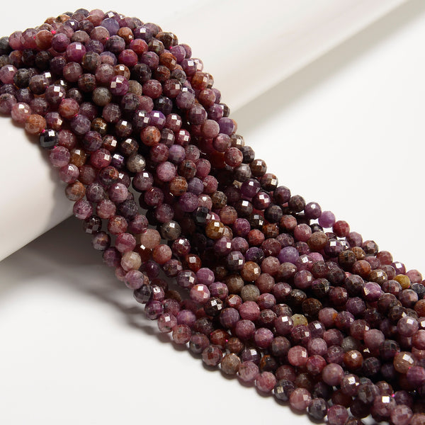 Natural Multi Color Ruby Faceted Round Beads Size 6mm 15.5'' Strand