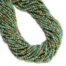 Natural Turquoise Faceted Round Beads Size 3mm 15.5'' Strand