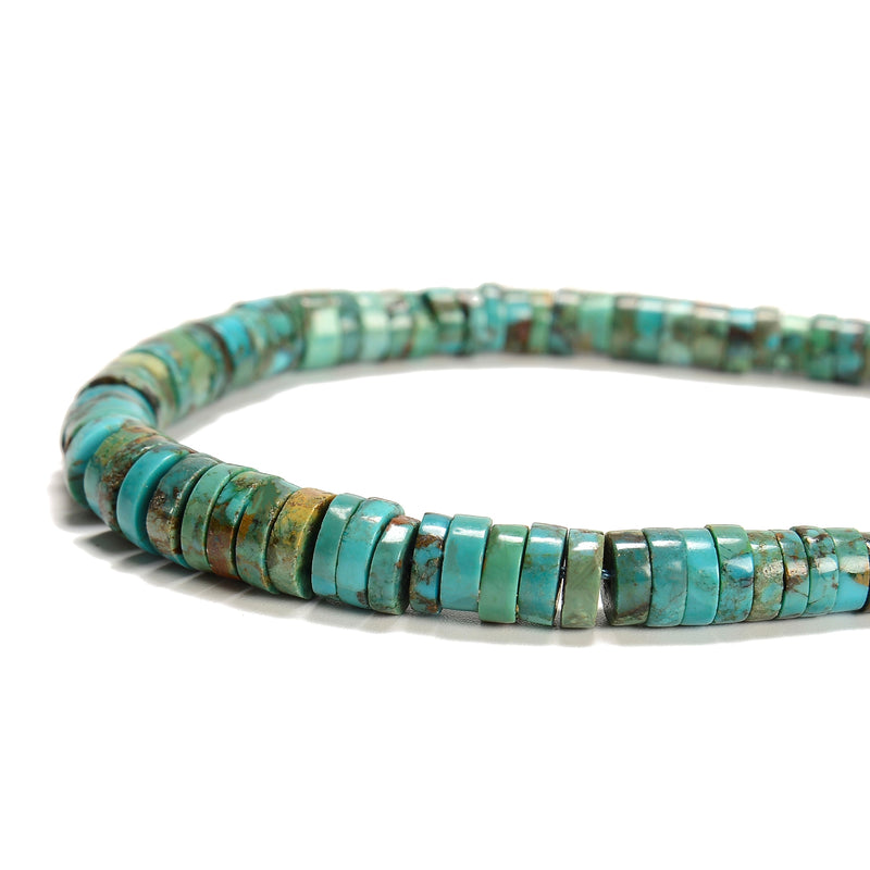 Natural Turquoise Graduated Heishi Disc Beads Size 2x3-2x8mm 15.5" Strand