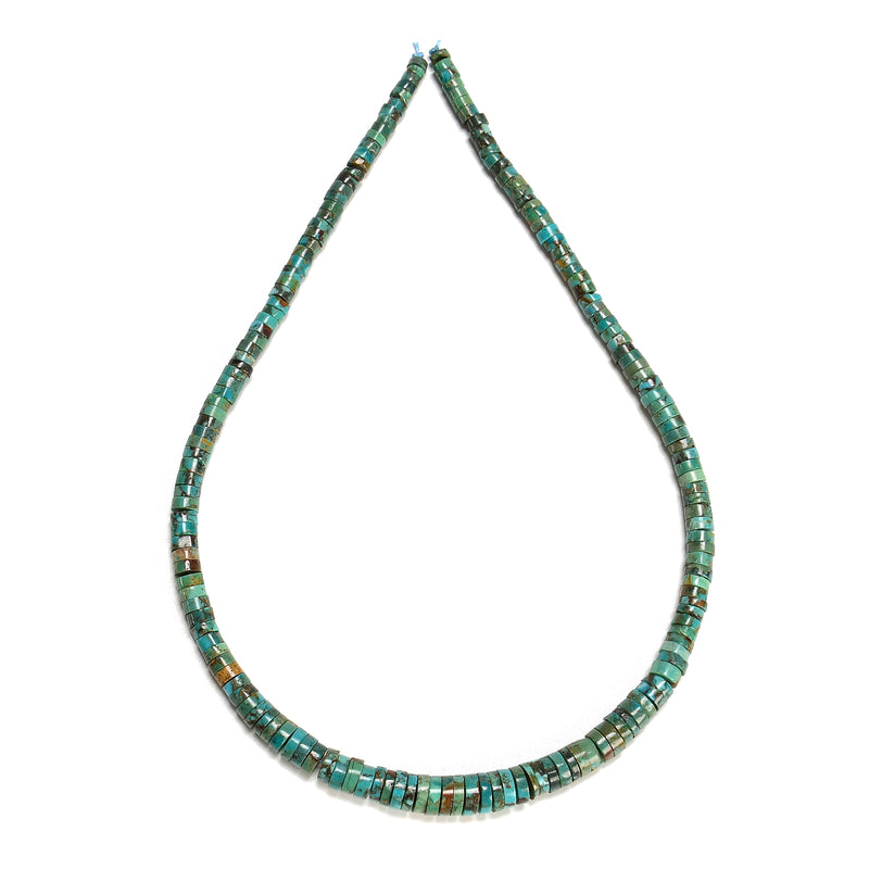 Natural Turquoise Graduated Heishi Disc Beads Size 2x3-2x8mm 15.5" Strand