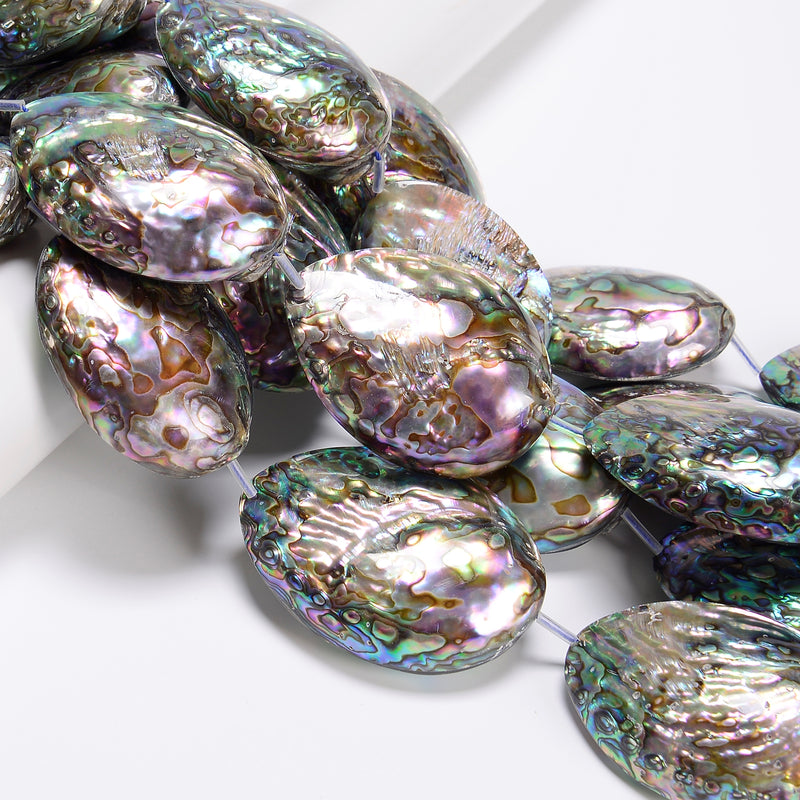 Natural Abalone Puffy Oval Nugget Shape Beads Size 40x60mm 14'' Strand