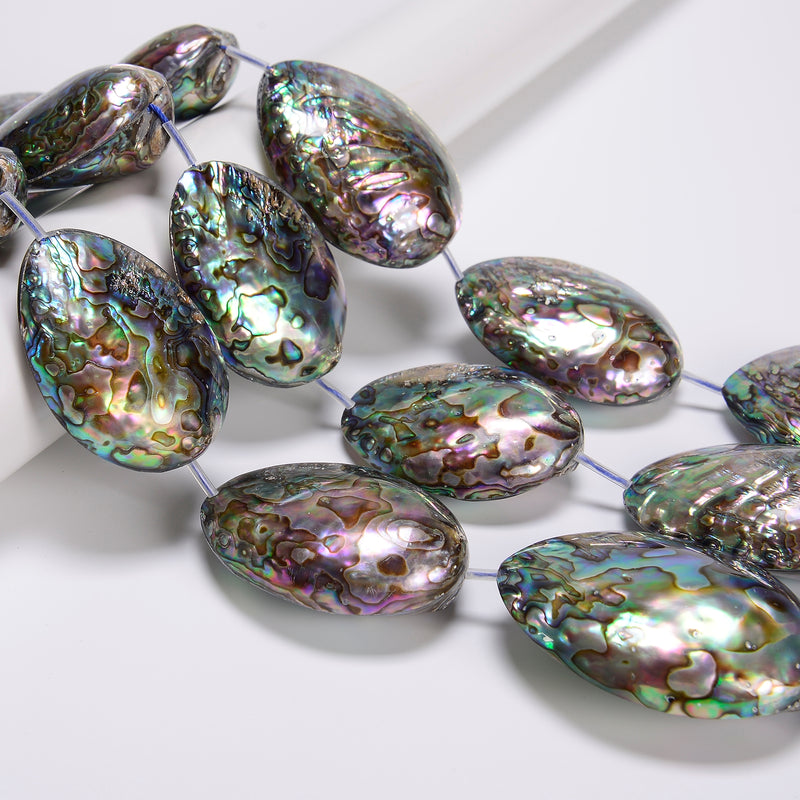 Natural Abalone Puffy Oval Nugget Shape Beads Size 40x60mm 14'' Strand
